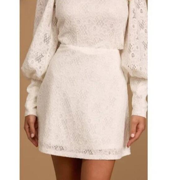 Lulus Stay Stunning Lace Skirt Set Off-White M NWT - Picture 6 of 12